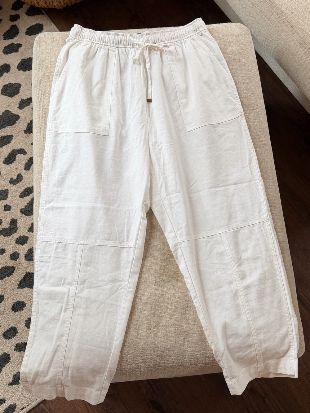 Ci Sono White Straight Leg Drawstring Pants